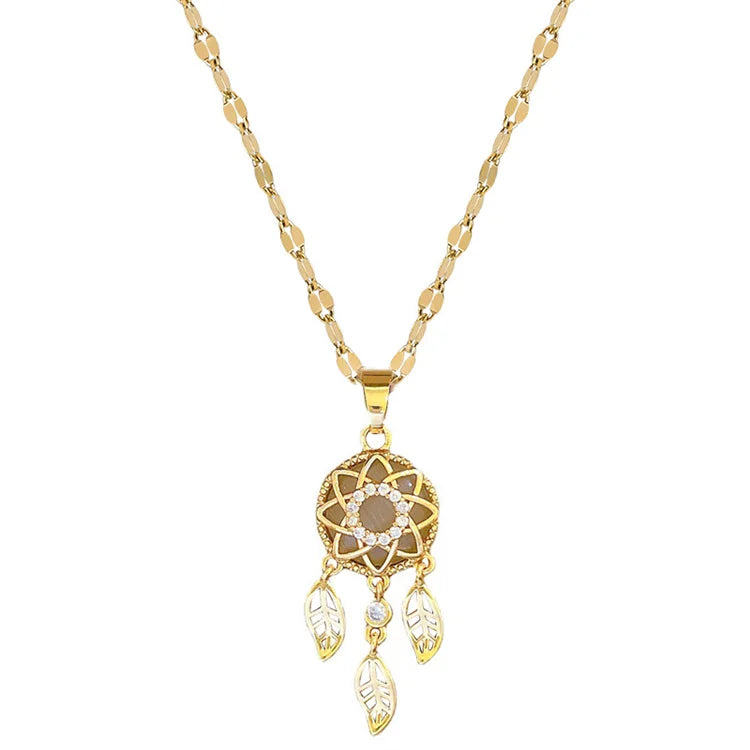 Wholesale New Stainless Steel Luxury Chain Diamond Star Round Feather Tassels Pendent Choker Necklaces