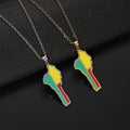Stainless Steel Enameled Benin Map Charm Link Chain Necklace for Women 18K Gold Plated Beninian Flag Pendant Jewelry Necklace