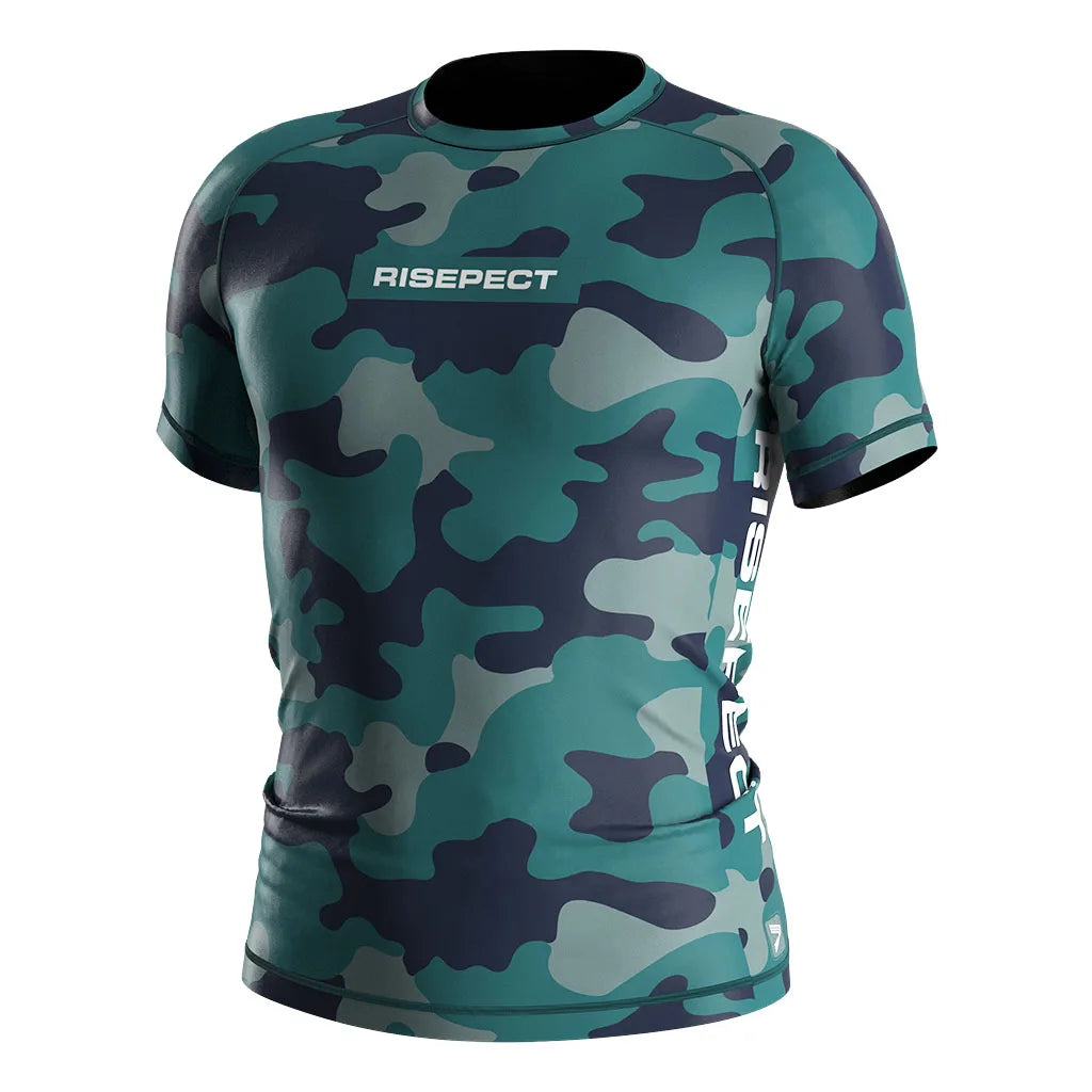 Camo Pattern High-Quality Rash Guard for Men Durable Comfortable & Breathable for Sports and Water Activities