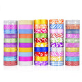 Hot Selling 50-Piece DIY Custom Paper Glitter for Washi Tape Set Water Hot Melt Activated Acrylic Adhesive for Girl's Decoration