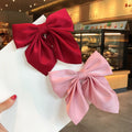 Solid Ins Satin Hair Bow with Clip for Girls Fashion Adult Design Hair Bows Cute Style Hairgrips