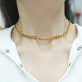 Hypoallergenic Non Tarnish Waterproof  Hip Hop Jewelry Fashion Women Gold Plated Stainless Steel Necklace Cuban Link Chain