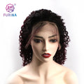 Ombre Color 1B/99J Short Water Wave 150% Brazilian Human Hair Lace Front Wigs Short BOB Wigs
