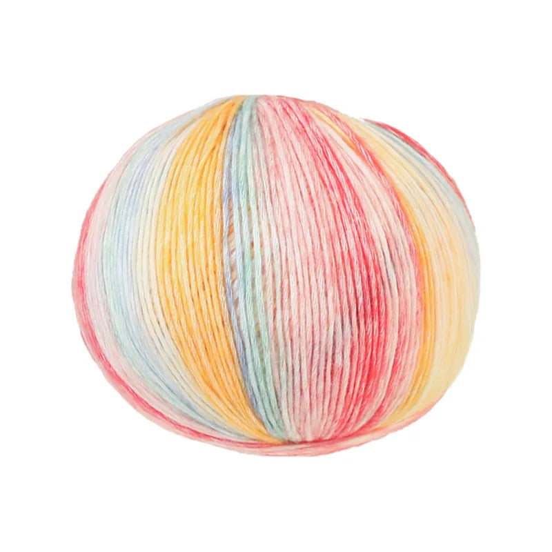 Wholesale rainbow Thread 38% Cotton 18% Wool 44% Anti Pilling Acrylic 200g Soft rainbow Yarn for DIY Hand Knitting Sweaater Hat