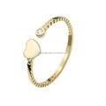New Arrival 14K Solid Gold Heart Rings Simple Design Real Gold AU585  Adjustable  Finger Ring for Valentines Gift