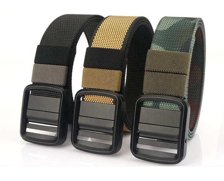 Mens Golf Belt With Rotatable Metal Buckle 3.8cm Adjustable Nylon Webbing Fabric Belt Double Color Design