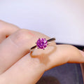 Silver 925 Original 1 Carat Sparkly Diamond Test Past Round Brilliant Cut Pink Moissanite Ring Romantic Wedding Jewelry
