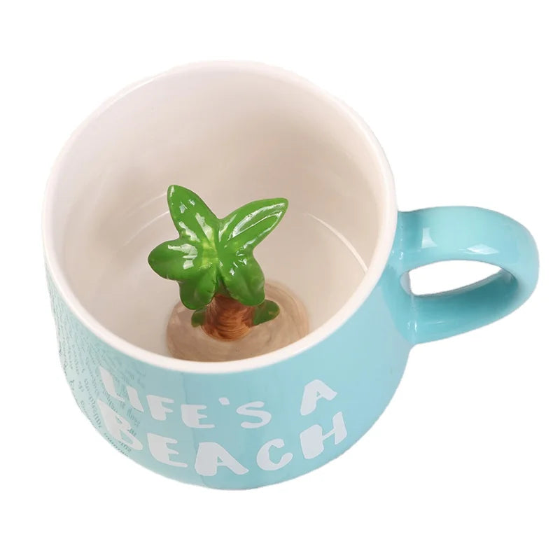 Madou 3D Mug Animal Inside Cup Cartoon Ceramics Figurine Tea Cup for Boys Girls Kids Women Men Coffee Mug