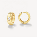 LOZRUNVE 925 Sterling Silver Bulk Indian Jewelry Single Stone Baguette Wide Hoop Earring Gold Plated