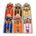 Wholesale Kids Suspenders Bow Ties Set 4 Clips Y-Back Elastic Suspenders With Bowtie Bowknot Wedding Black Pink Boy Girls Braces