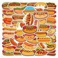 55Pcs Cartoon Hot Dog Food Graffiti Stickers for Kitchen Wall Decor American Street Food Sticker