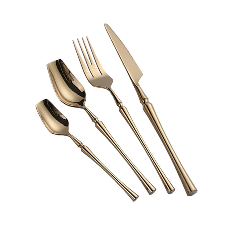 Luxury Mirror Polish Stainless Steel 304 Gold Flatware Cutlery Set for Wedding Events