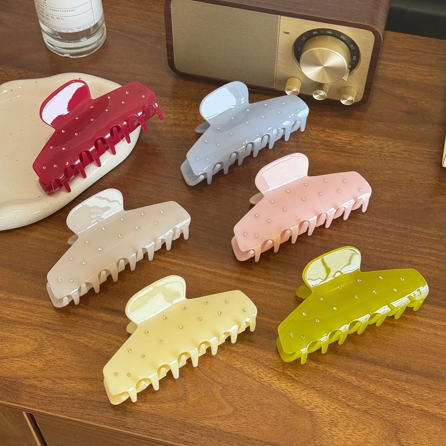 Wholesale Archer Custom Logo 11cm Korean Clamp Hair Clips Accessories Diamond Big Acetate Environmental Friendly Hair Claw Daily