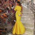 Arabic Elegant One Shoulder Mermaid Yellow Evening Dresses for Women Wedding Party 2024 Dubai Blue Formal Gown SF014