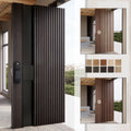 Yohome New Style Modern Residential House Entrance Door Teak Lamination Wood Front Entry Exterior Doors with Fingerprint Lock