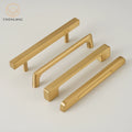 CHELANG Cuboid Brass Cabinet Handles & Drawer Knobs Satin Brass Bedroom Dresser Hardware Modern Design Durable Eco-Friendly
