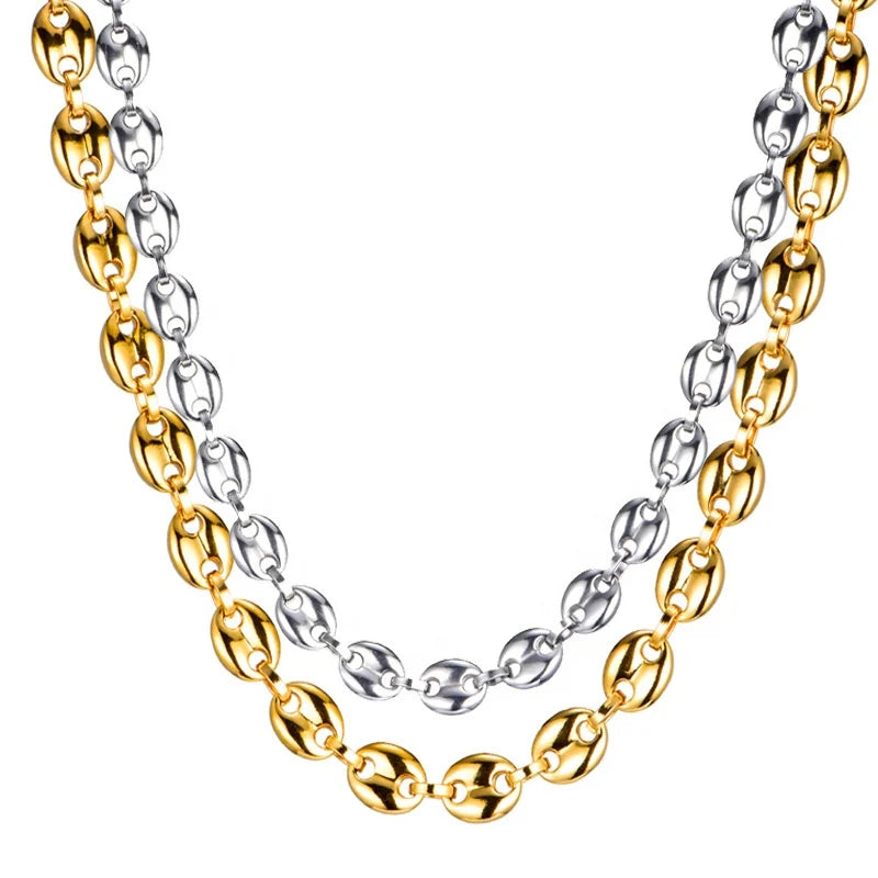 Fatingna Fashion Stainless Steel Necklace Jewelry Classic Vintage Coffee Bean Necklace Jewelry Set for Men