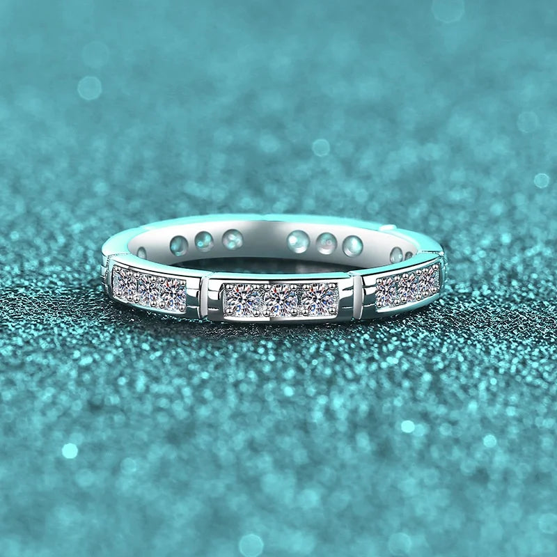 S925 Sterling Silver Moissanite Bamboo Rings for Women & Couples Unique and Elegant Jewelry