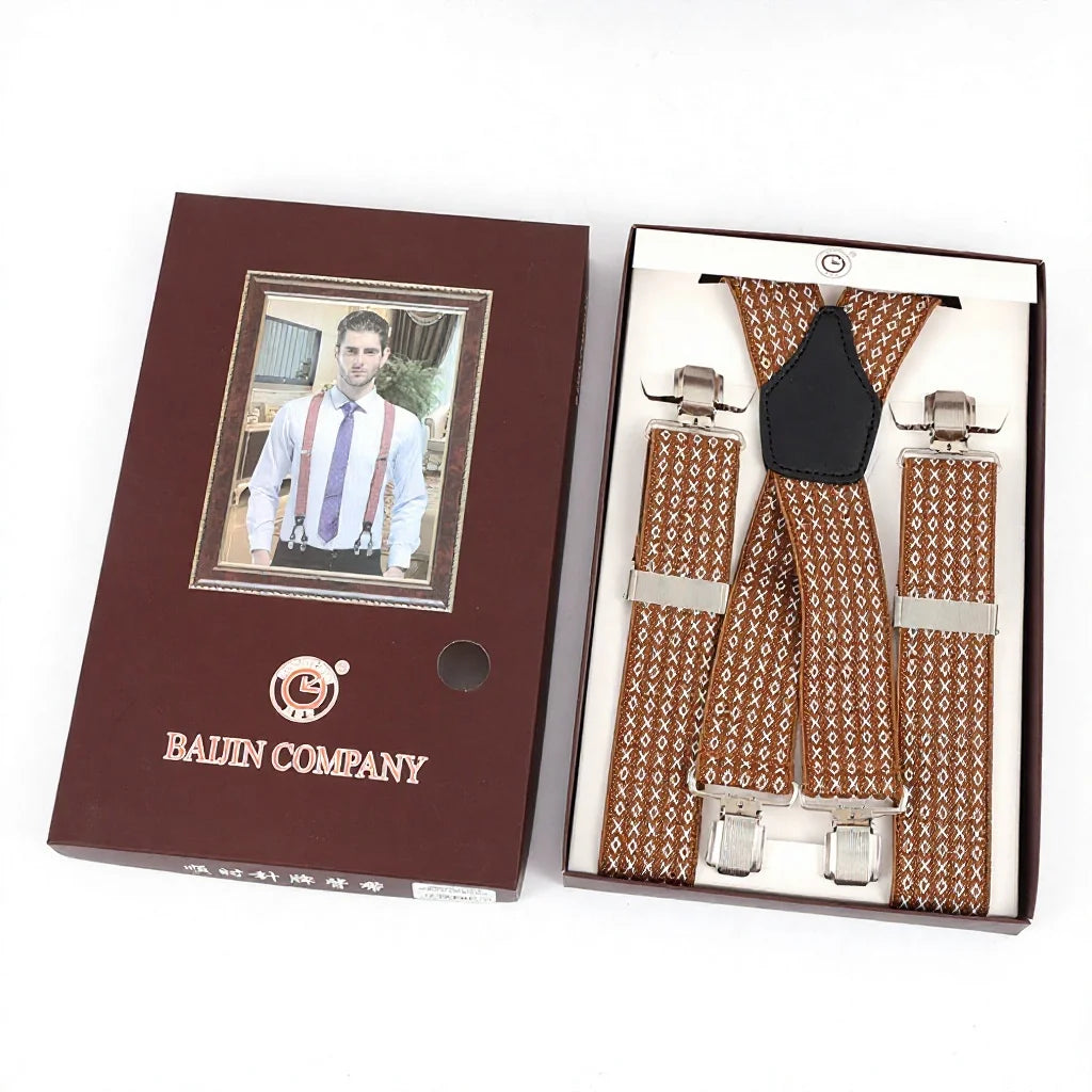 Wholesale Custom Brand Unisex 4 Clips Men Suspenders with Iron Buckle & Polyester Elastic-Shirt Holder Belt Accessory MegaBDM