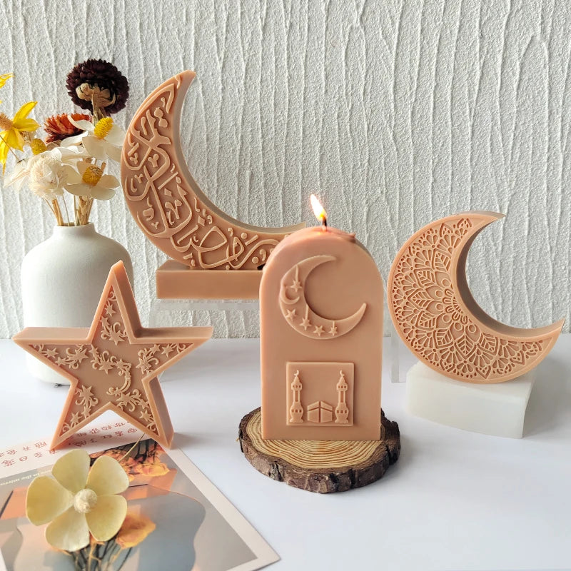 Arch Star Moon Various Shapes Silicone Moulds for Candle Making Diy Crystal Drip Homemade Soap Crystal Gel Ramadan Decor Moulds