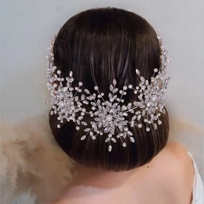 Jachon Bride Hair Headpieces for Bridal Wedding Silver Rhinestone Hair Piece Bridal Hair Accessories for Women and Girls