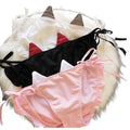 Solid Color Satin Silk Funny Cat Ear Lingerie Women Seamless Ladies Panties Underwear