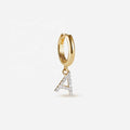 LOZRUNVE 925 Silver Pave Initial Letter Charm Hoop Personalized Earring Jewelry Set