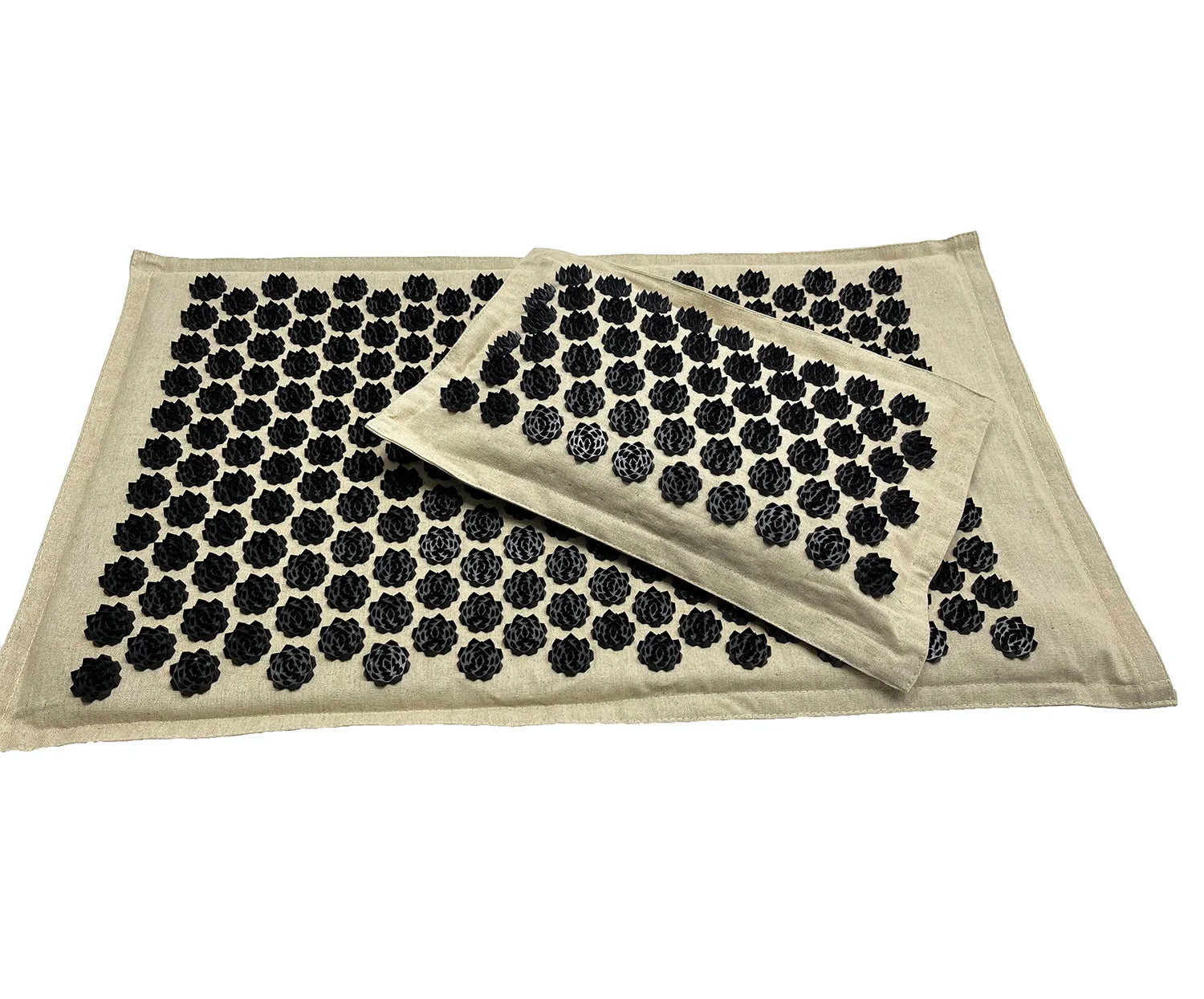 100% Natural Linen Hemp Fabric Yoga Exercise Beige Acupuncture Yoga Mat Shakti MatOrganic Coconut Filler Acupressure Shakti Mat