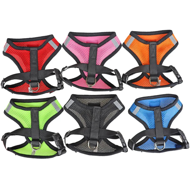 Body Comfortable Soft Mesh Belt Reflective Breathable Pet Chest Collars Leashes Harness Vest Set