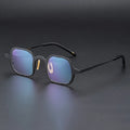 Eishee Fast Sleek Matte Black Titanium Acetate Striped Irregular Square Eyeglasses Frame Urban Daily & Office Commute Attire