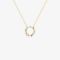 FUAMAY 925 Large 15mm Rainbow Diamond Pendant Necklace Geometric Link Zircon for Anniversary Cadena De Plata Necklace for Women