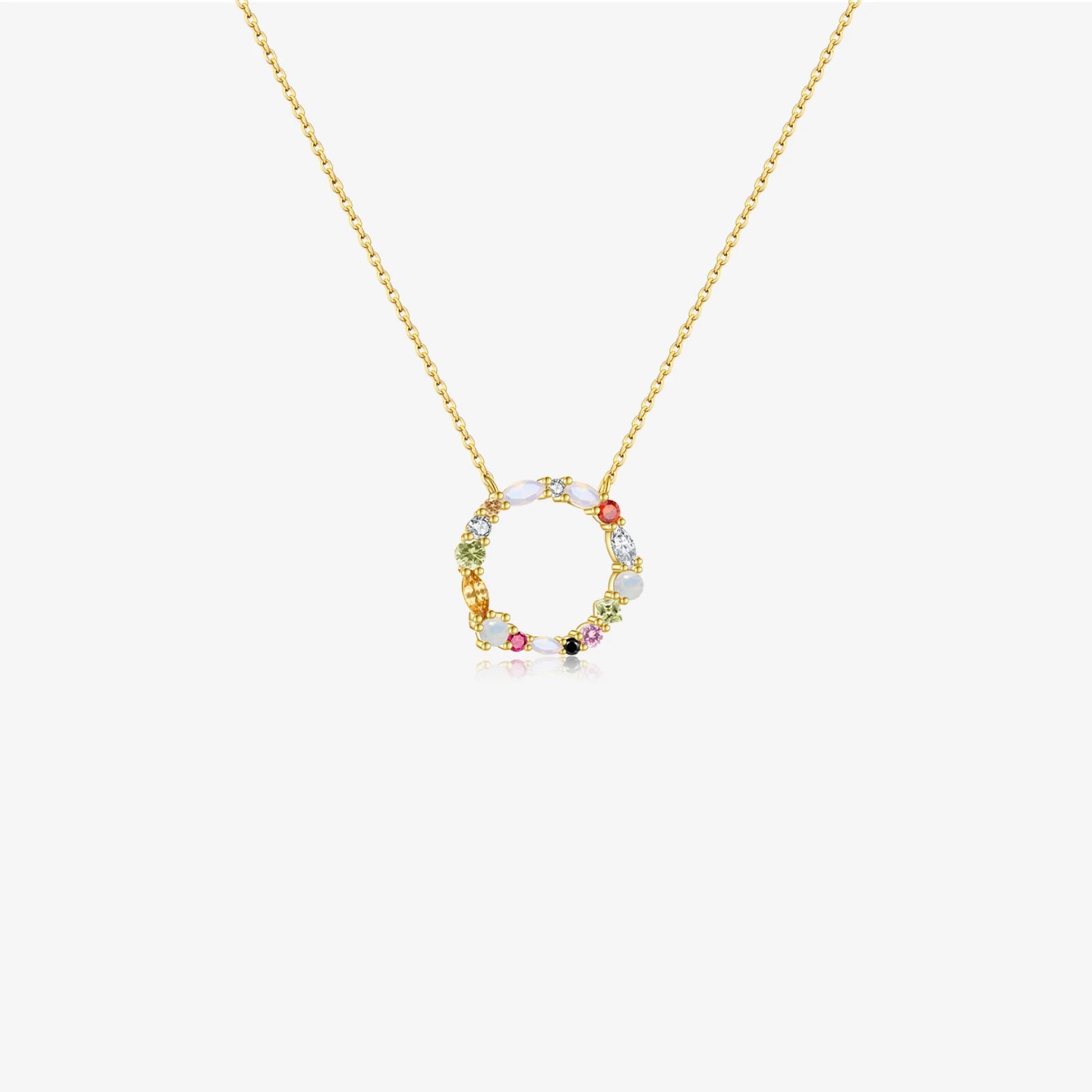 FUAMAY 925 Large 15mm Rainbow Diamond Pendant Necklace Geometric Link Zircon for Anniversary Cadena De Plata Necklace for Women