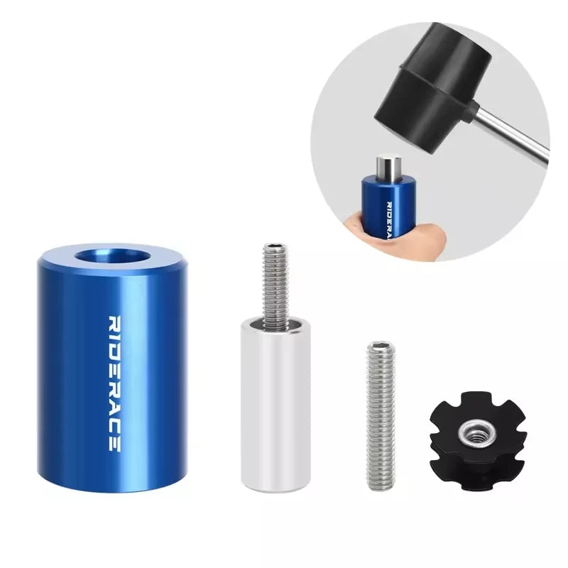 RIDERACE Bicycle Front Fork Star Nut Installation Tool With Spare Star Nuts Mountain Bike Headset Star Nuts Device Repair Tools