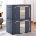 Hot Selling Wardrobe Foldable Clothes Storage Organizer Bag Large Capacity Waterproof Linen Steel Frame Storage Box 2 Pack