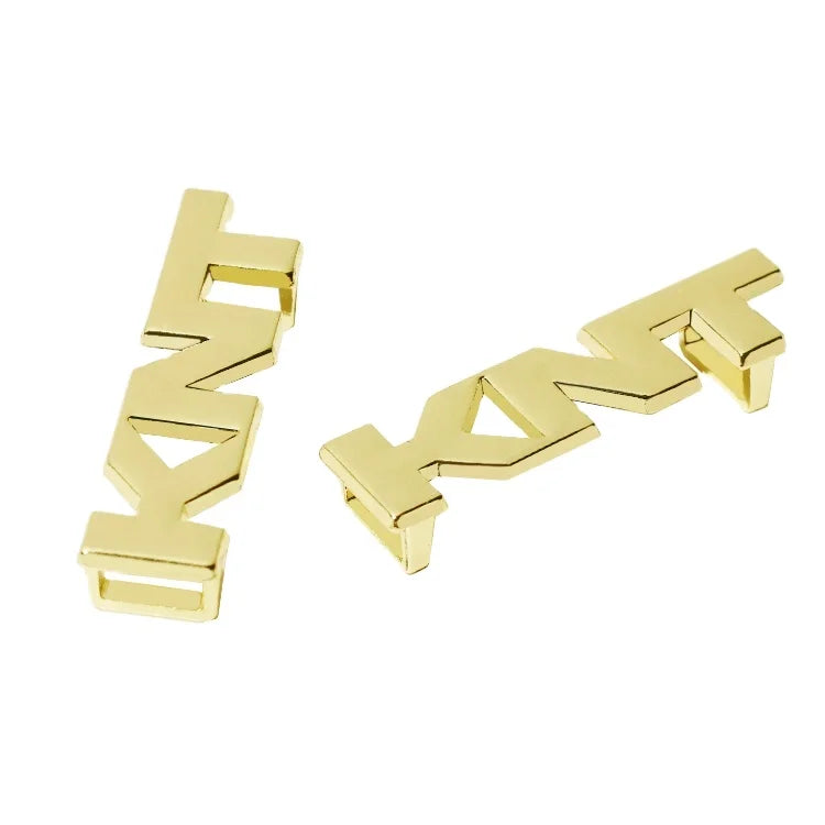 Custom Gold Letter Metal Shoelace Charms Swimwear Accessory Alloy Metal Buckle Adjuster for Bikini