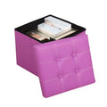 Foldable Storage Stool Leather Ottoman Storage Bench