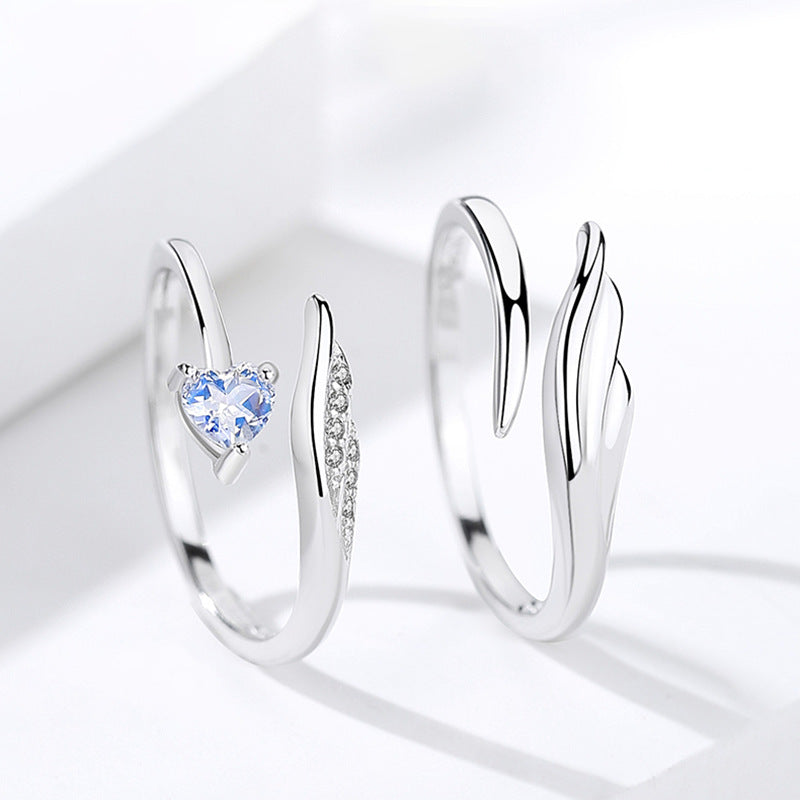 New Angel Feather Cupid Design Opening Ring Anniversary Wedding Engagement Adjustable Couple Rings Wedding Jewelry