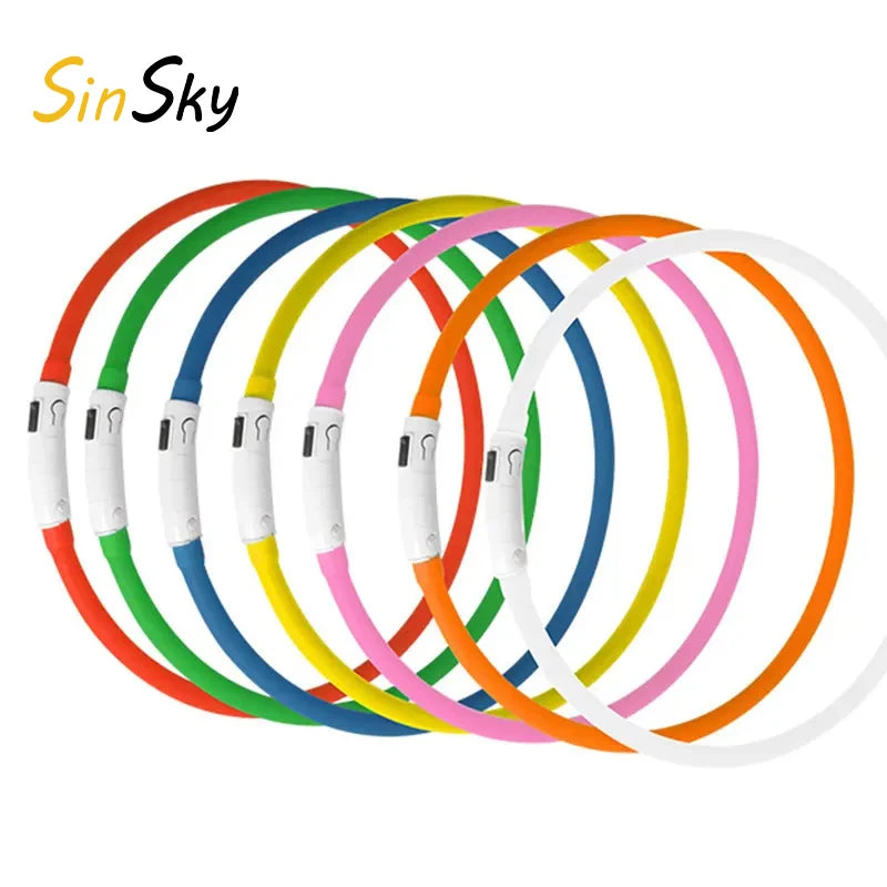 SinSky Charging Dog Light-emitting Collar Led Teddy Neck Sleeve Cat Puppy Night Light Warning Light-emitting Dog Collar
