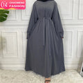 6394# Top Selling Amazing Quality Nida Abaya With Wide Flare Sleeves UK Closed Abaya Modesty Dress With Matching Belt
