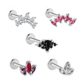 Bulk Stainless Steel Helix Piercing Jewelry Silver Plated Internal Thread Cz Flat Back Stud