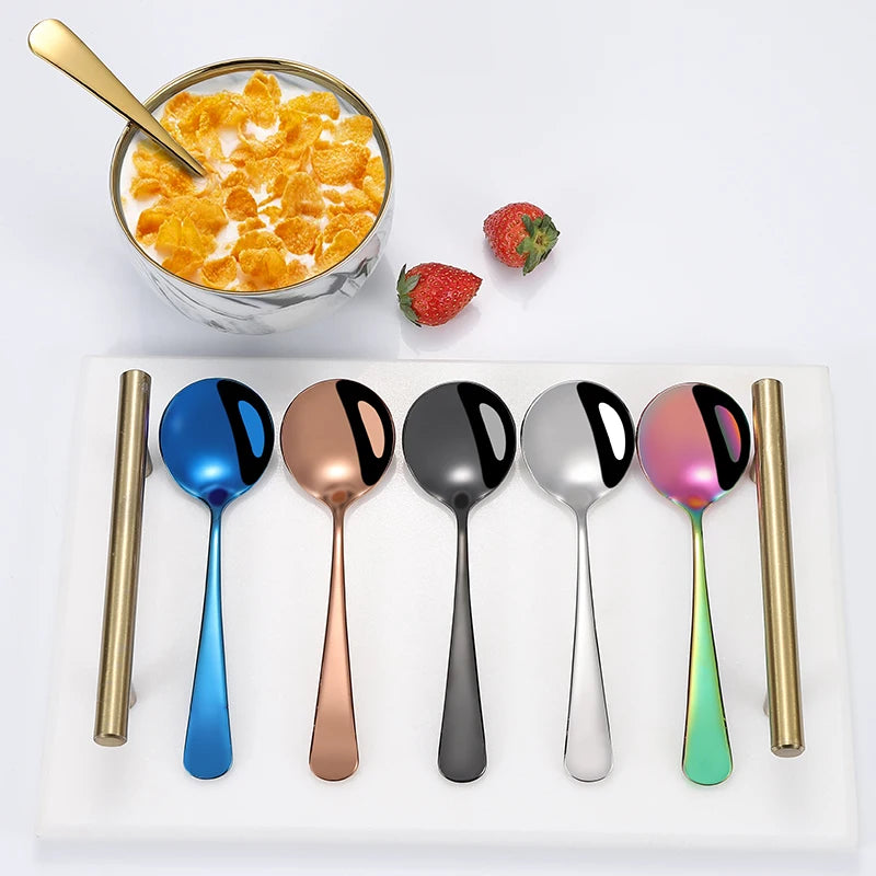 Stainless Steel Korean Rice Spoon Asian Soup Spoons  Korean Spoons with Handles