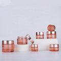 Manufacturer Selling Luxury 5G-100g  Cream pink Cosmetic  Glass Cream  Jar with Rose Gold Lid