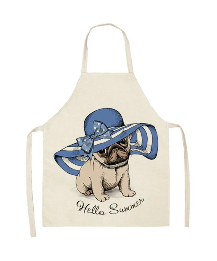 Cute Pug Pattern Apron Digital Printing Apron Kitchen Bib Apron