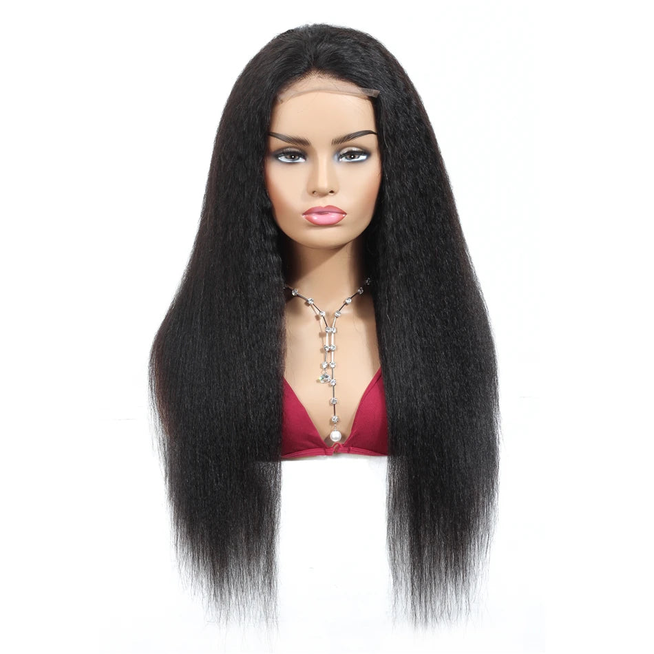 Kinky Straight 13x4 Lace Front Human Hair Wigs for Women Pre Plucked Lace Frontal Wig With Baby Hair Brazilian Remy Human Hair