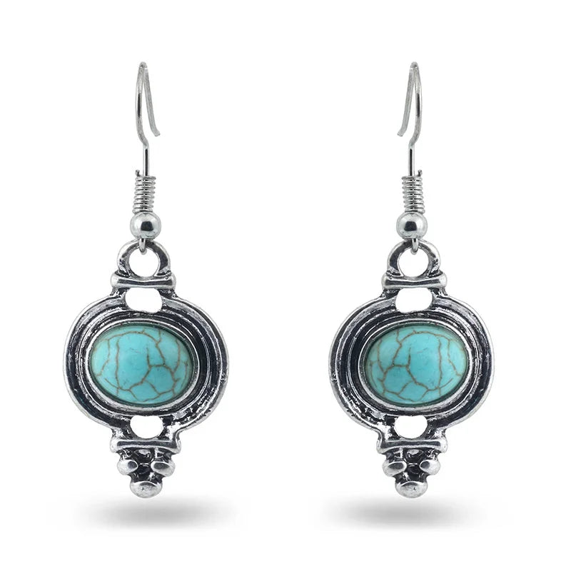 Wholesale Vintage Women's Jewelry Trendy Boho Earrings With Classic Geometric Designs Silver Overlay Copper Brass American Style