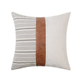 Hot Selling Luxury Pu Leather Stitching Canvas Stripe Pillow Case Home Decorative Pillow Case Cushion Cover for Car Sofa