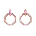 CZCITY Pink Cubic Zircon Hoop  Earrings Rose Gold Plated Fashion Earring Cute Wedding Earrings Jewelry 2026