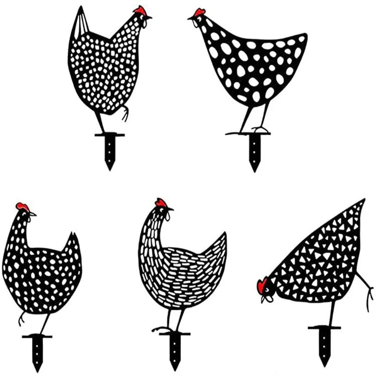 Plastic Handmade Simulation Rooster Silhouette Country Art 12cm Small Ornaments Easter Black Chicken Stake Statue Outdoor Garden