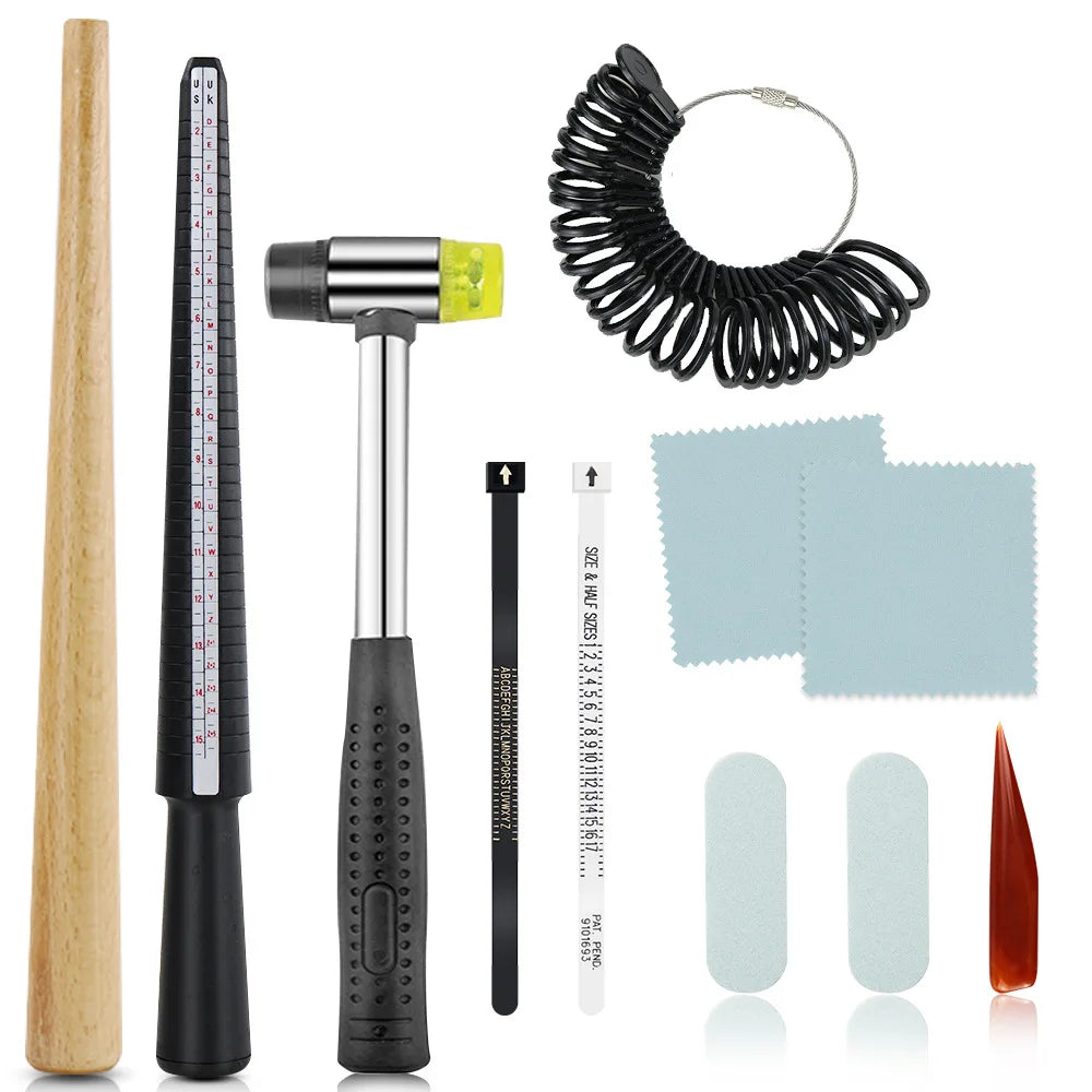 11 Kits DIY Jewelry Making Metal Ring Sizer Polishing Measuring Adjustment Tools Plastic Stick Mandrel JYC Brand High
