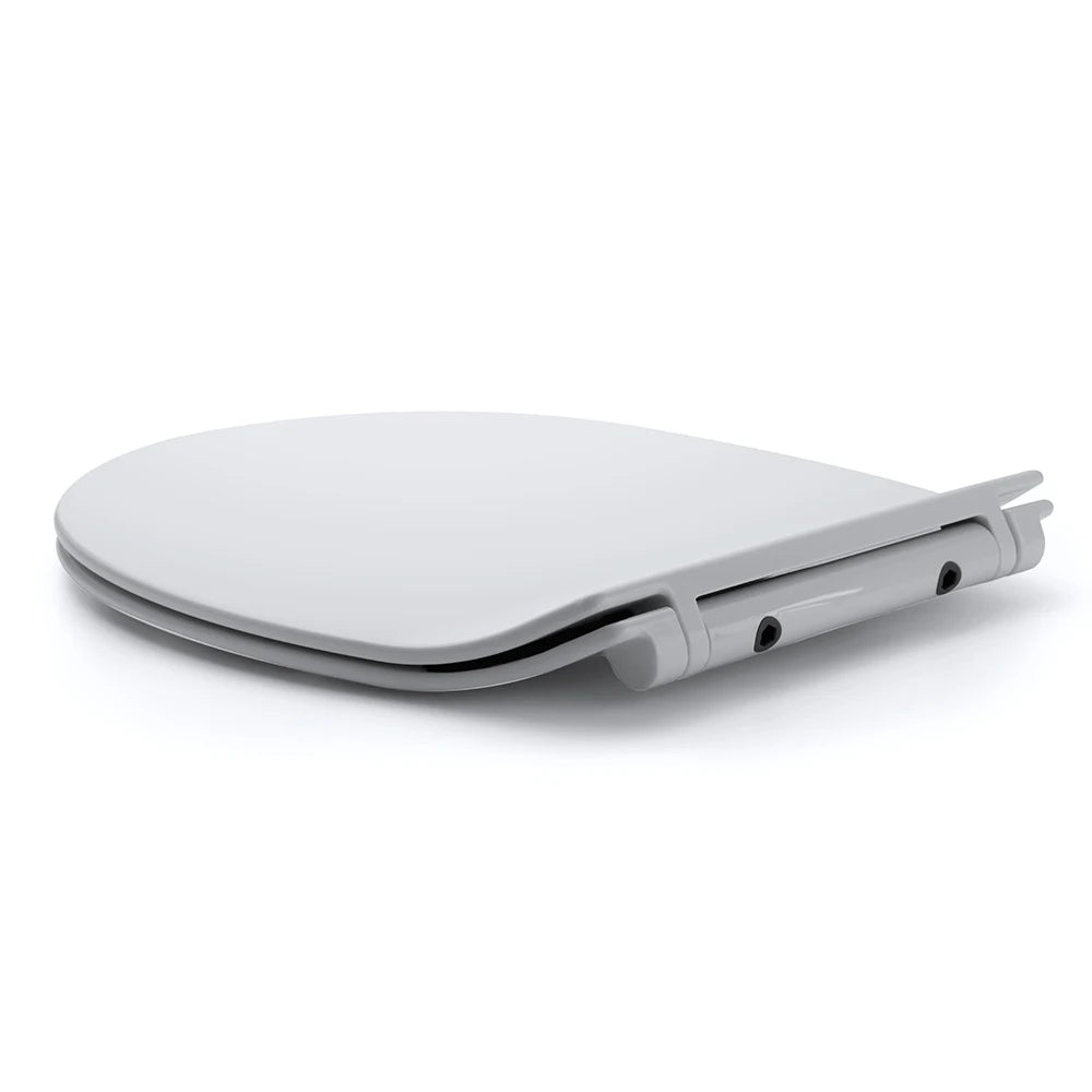 SU008 Modern White Antimicrobial Slow-Close Soft Close Toilet Seat Cover with Bowl Lid for Bathroom WC Seats